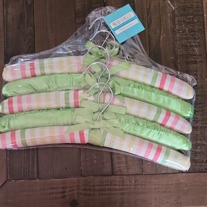Waverly Green and Pastel Striped Satin Hangers